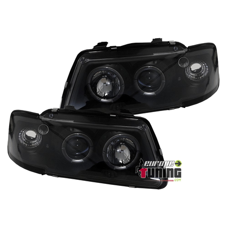 FEUX PHARES AVANTS ANGEL EYES NOIRS AUDI A3 8L PHASE 1 (01264)