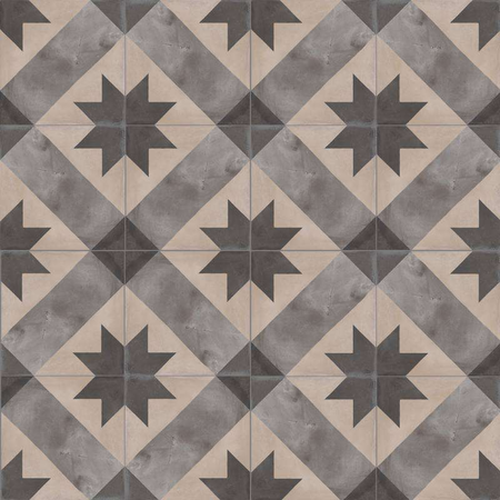 TERRA STELLA - 20x20 cm - GRIS-  Carrelage aspect ciment vieilli motif étoile