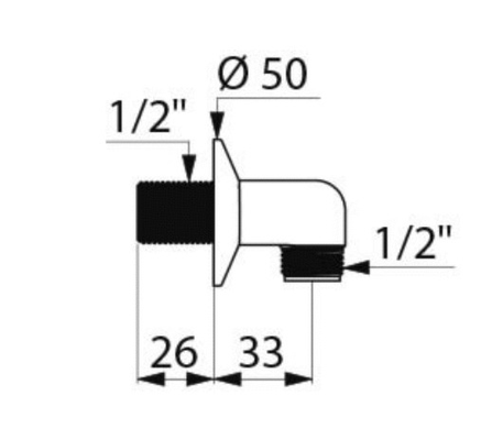 Coude de sortie murale pour flexible de douche laiton MM1/2'' - DELABIE - 868121