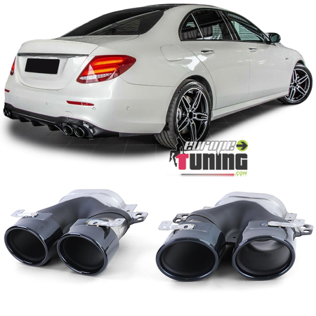 DOUBLES SORTIES RONDES ECHAPPEMENT NOIRES SPORT PACK AMG E53 MERCEDES CLASSE E W213 (05476)