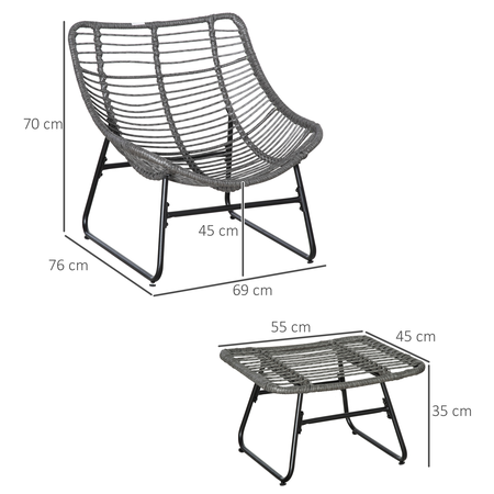 Fauteuil de jardin avec repose-pieds 2 coussins inclus