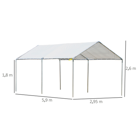 Carport auvent pour voiture 5,95L x 2,90l x 2,60H m