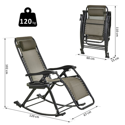 Chaise longue fauteuil à bascule pliable de jardin 2 en 1