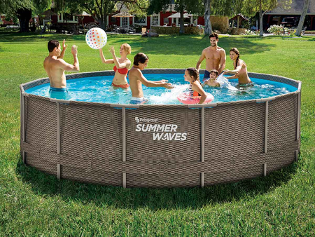 Piscine tubulaire Active Frame Pool ronde effet rotin 4,57 x 1,06 m - Summer Waves