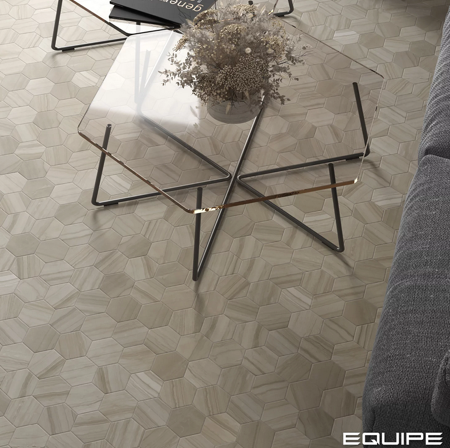 Carrelage hexagonal aspect marbre 11,6x10,1 cm - LITHOS BEIGE