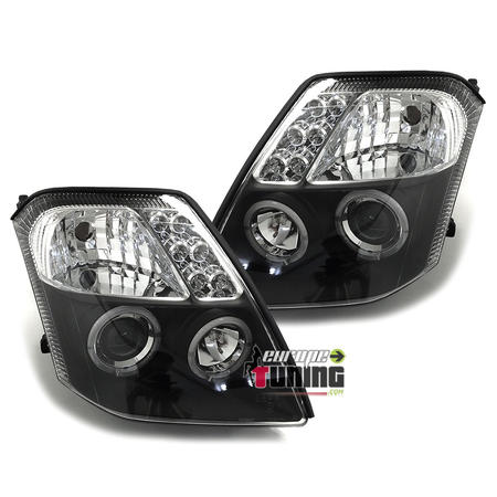 PAIRE DE PHARES FEUX AVANTS ANGEL EYES NOIRS CITROEN C2 (11438)