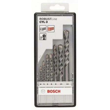 Coffret de 7 forets cylindriques à béton Robust Line Silver Percussion - BOSCH - 2607010545