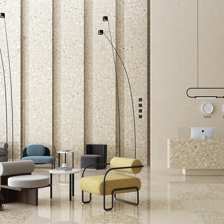 NIZA-R Beige 80 x 80 cm - Carrelage aspect terrazzo mate