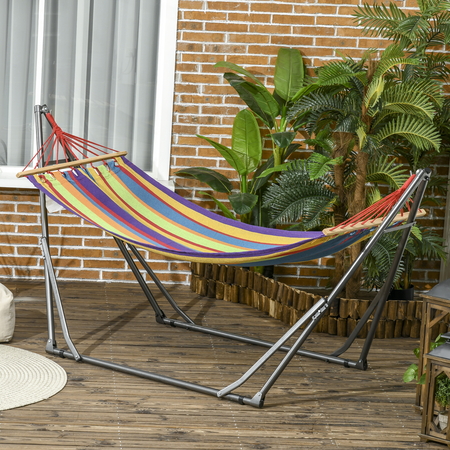 Hamac de jardin pliable avec support acier époxy et toile