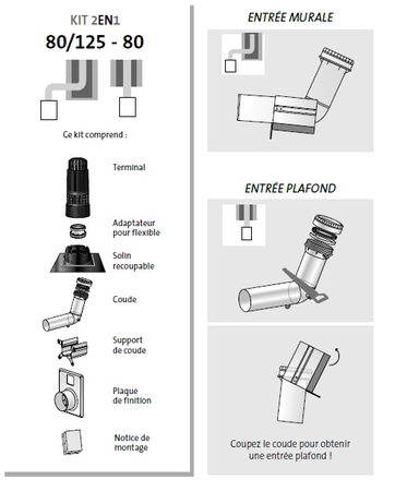 Kit 2 en 1 CHEMILUX B22p-B23p simple paroi D80 noir entrée plafond et mural - UBBINK - 184448