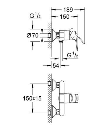 Mitigeur de douche monocommande BAULOOP avec cartouche céramique - GROHE - 23340000