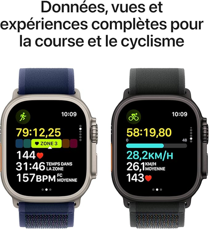 Apple Watch Ultra 2 GPS + Cellular, Boîtier en Titane Noir de 49 mm, Bracelet Milanais Titane Noir - Medium