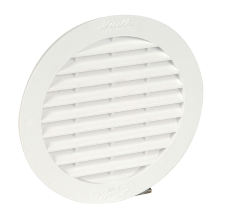 Grille de ventilation en applique 32 cm² ronde pour tuyaux fibre ciment D 100 blanc - NICOLL - 1BC110