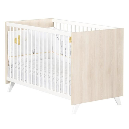 Lit bébé en bois BABY PRICE - Scandi gris - 120x60 - Sommier réglable -