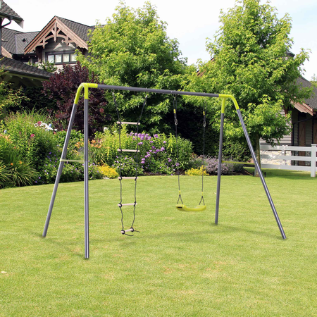 Balançoire 2 agrès portique avec balançoire et échelle