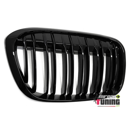 GRILLES CALANDRES SPORT NOIRES BRILLANTES DOUBLE AILETTES BMW X1 F48 APRES 2014 (05111)