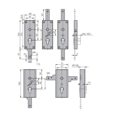 Serrure de garage verouillage bas sans ressort épaisseur 18mm - WSS - 16510000010