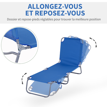 Bain de soleil transat pliable dossier réglable