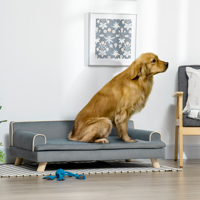 Canapé chien lit pour chien design scandinave avec coussin gris