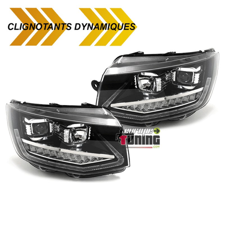 PHARES NOIRS DRL DIURNES CLIGNOTANTS LEDS DYNAMIQUES VW VOLKSWAGEN T6 (04908)