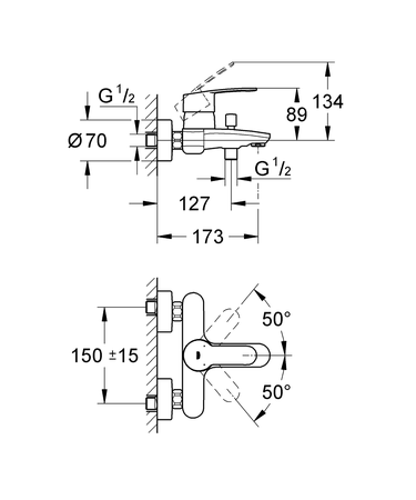 Mitigeur bain-douche EUROSTYLE COSMOPOLITAN monocommande - GROHE - 32228-002