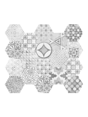 HEXATILE CEMENT - GARDEN GREY - Carrelage 17,5x20 cm patchwork hexagonal aspect ciment gris