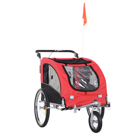 Remorque vélo jogger 2 en 1 pour animaux rouge