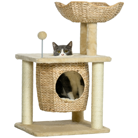 Arbre à chat style cosy chic 2 coussins inclus quenouille sisal naturel beige