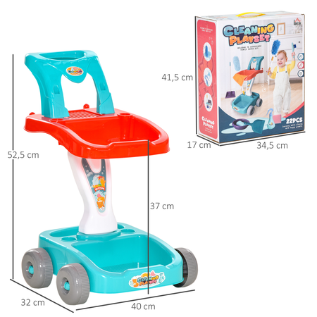 Jeu d'imitation chariot de nettoyage enfant avec accessoires