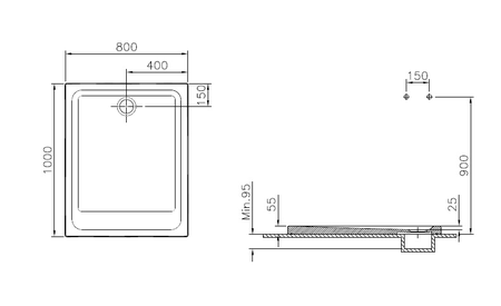 Receveur de douche ARKITEKT 100x80cm B90 antidérapant - VITRA - 5808L003M0578