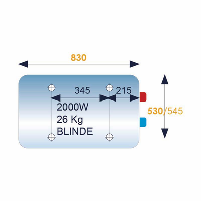 Chauffe-eau électrique blindé sortie coté INITIO D530 horizontal 100 L - ARISTON - 3010916