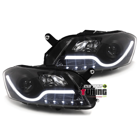 PHARES FEUX AVANTS DEVIL EYES ET LEDS NOIRS VOLKSWAGEN VW PASSAT APRES 2010 (03290)