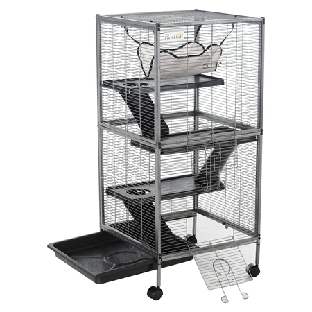 Cage pour Petits Animaux Portable avec 2 Portes Hamac Métal