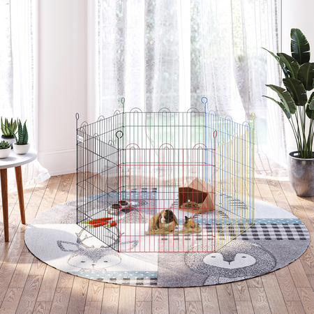 Parc enclos modulable pour chien animaux porte métal multicolore