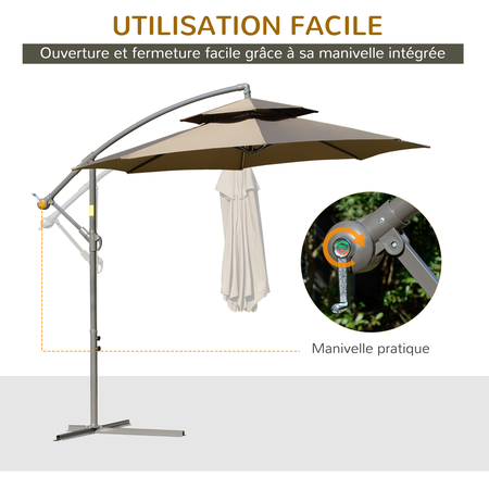 Parasol déporté octogonal inclinable Ø 2,67 x 2,65H m