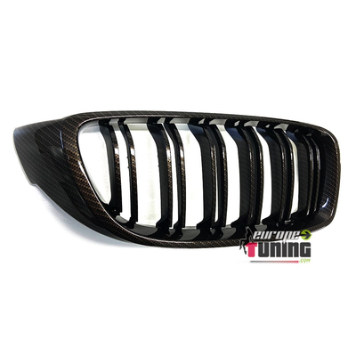 GRILLES CALANDRES SPORT DOUBLE LAMES LOOK CARBONE BMW SERIE 4 F32 F33 F36 F82 F83 (05289)
