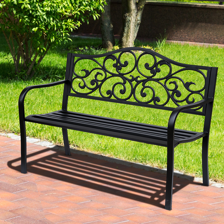 Banc 3 places de jardin style cosy chic noir