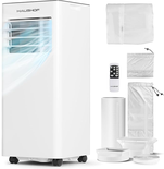 HAUSHOF Climatiseur Mobile Portable 9000 BTU 4-en-1 – Refroidisseur, Déshumidificateur, Ventilateur, Mode Nuit, LED, Minuterie 24 h, Télécommande, pour 30 m², Classe Énergétique A