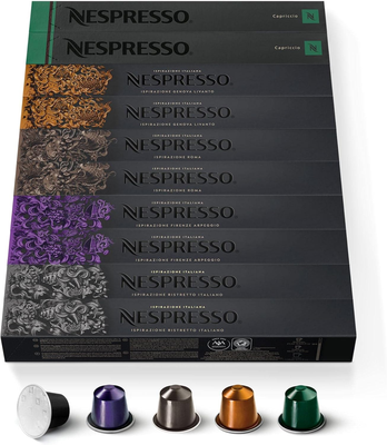 Assortiment - Sélection Ispirazione Italiana & Espresso 100 Capsules - 20x Ristretto, 20x Arpeggio, 20x Roma, 20x Livanto, 20x Capriccio - Nespresso