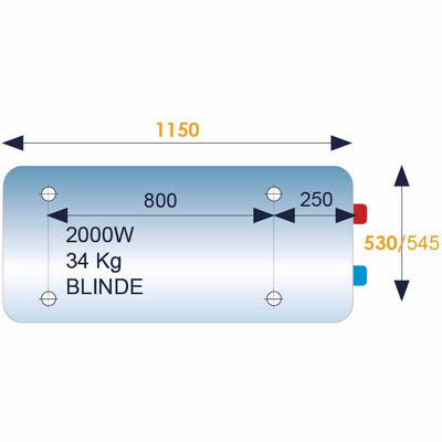 Chauffe-eau électrique blindé sortie coté INITIO D530 horizontal 150 L - ARISTON - 3010917