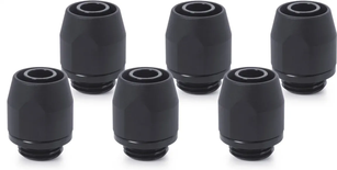 Lot de 6 Raccords à compression pour Tube Ø7,6/12,7mm - G1/4" Alphacool HF TPV Metal (Noir)