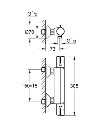 Mitigeur de douche thermostatique GROHTHERM 800 bicommande - GROHE - 34562-000