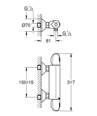 Mitigeur de douche thermostatique GROHTHERM 1000 cartouche C3 - GROHE - 34438-003