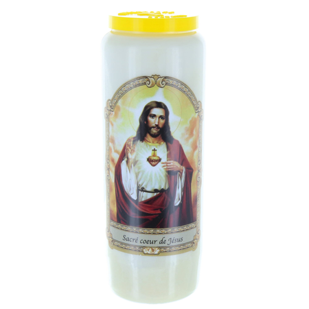 Lot de 20 Bougies Neuvaine Sacré Coeur de Jésus 17,5 cm