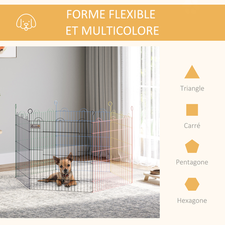 Parc enclos modulable pour chien animaux porte métal multicolore