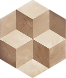 TERRA CUBO HEXAGONAL BEIGE 25x21,6cm  - Carrelage hexagonal aspect ciment motifs cubes géométriques