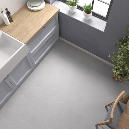 COIMBRA OXFORD GRAY 30632 - Carrelage 17,5x20 cm hexagonal uni aspect carreaux de ciment gris