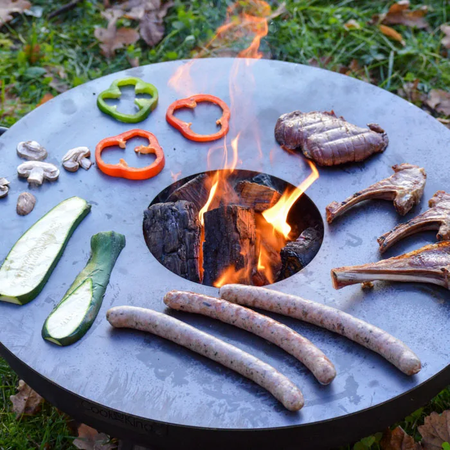 Petit brasero en fonte avec plancha