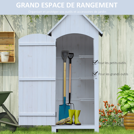 Armoire de jardin 1 porte 3 étagères toit bitumé bois sapin