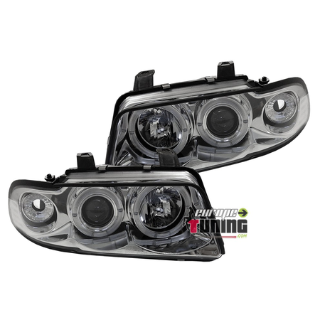 PHARES FEUX AVANTS ANGEL EYES AUDI A4 B5 CHROM PHASE 1 (03293)